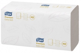 Kéztörlő, Interfold hajtás, H2 rendszer, 2 rétegű, 100 lap, Premium, TORK "Xpress Extra Soft Multifold", fehér